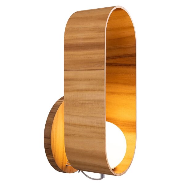 Applique murale verre teck plaqué E27 H : 52,5 cm faible éblouissement