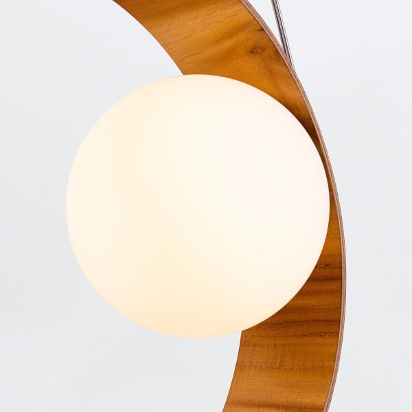 Suspension teck bois plaqué verre Ø 35 cm anneau E27