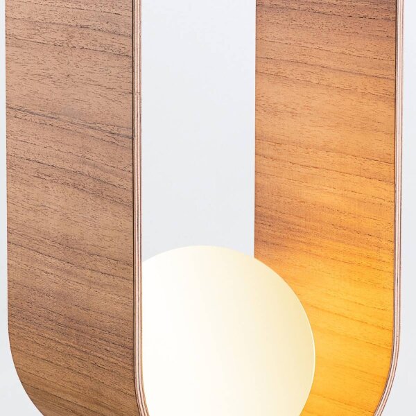 Lampe de table en bois plaqué teck verre 54 cm de haut E27 Moderne