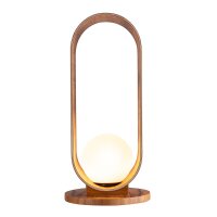 Lampe de table en bois plaqué teck verre 54 cm de...