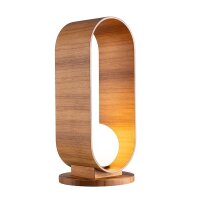 Lampe de table en bois plaqué teck verre 54 cm de...