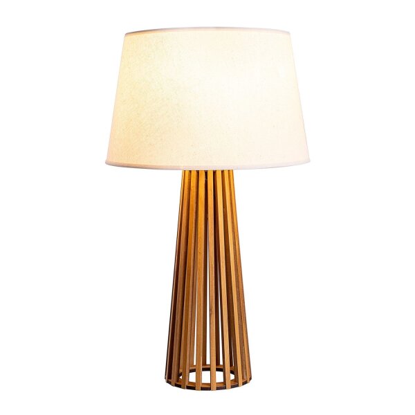 Lampe de table tissu teck bois plaqué tissu 66 cm E27