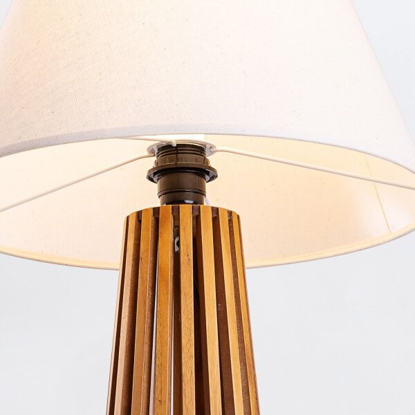 Lampe de table tissu teck bois plaqué tissu 66 cm E27