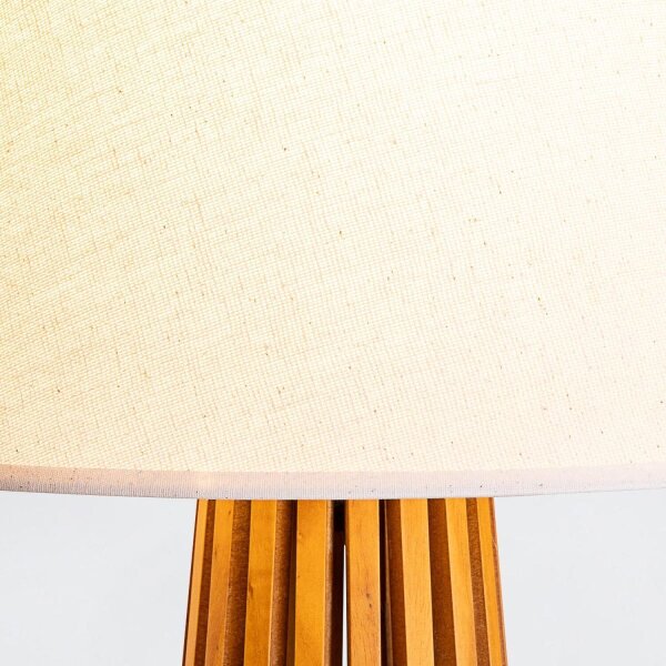 Lampe de table tissu teck bois plaqué tissu 66 cm E27