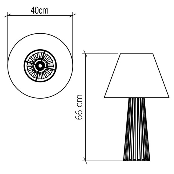 Lampe de table tissu teck bois plaqué tissu 66 cm E27