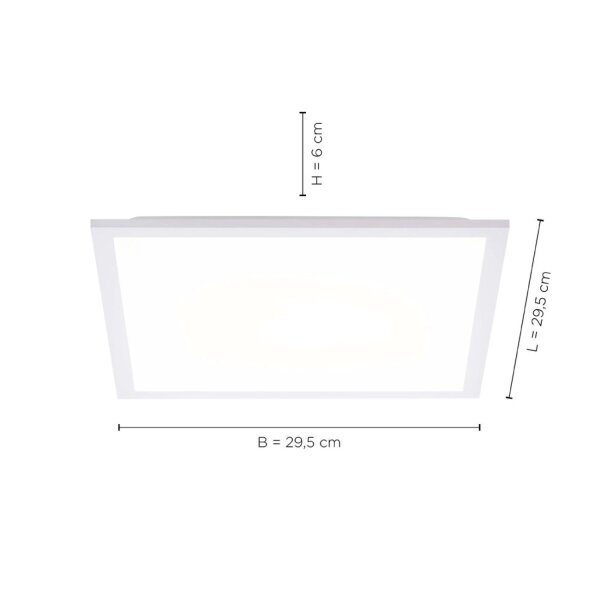 Plafonnier LED blanc plat à faible éblouissement L:29,5 cm 3000 K