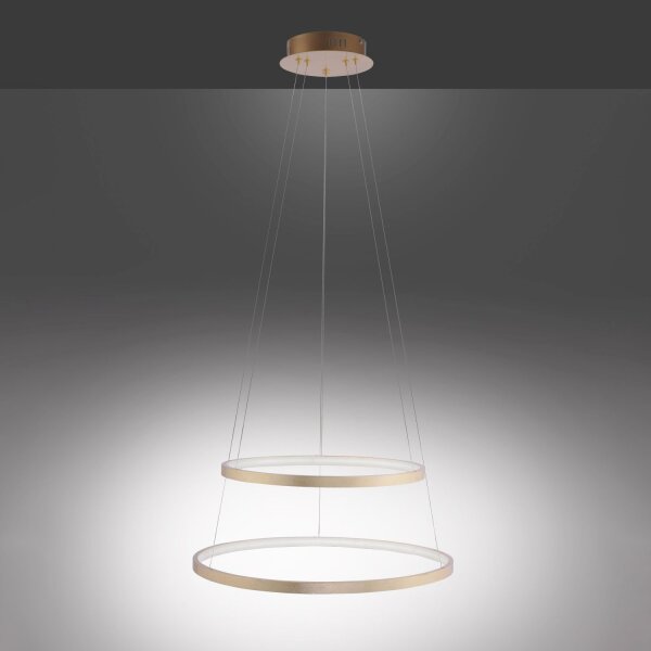 Suspension LED anneaux en métal doré Ø50 cm 3000 K