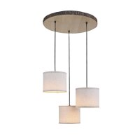 Lampe à suspendre 3 flammes bois tissu L:52 cm E27...