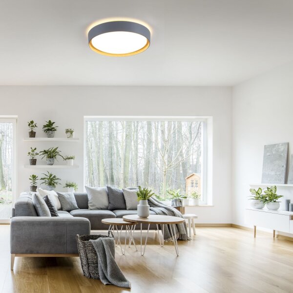 Plafonnier LED Gris Naturel Ø40 cm 3400 lm dimmable