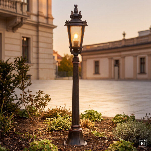 Lampe de jardin sur pied BISHOP H:117cm en bronze antique