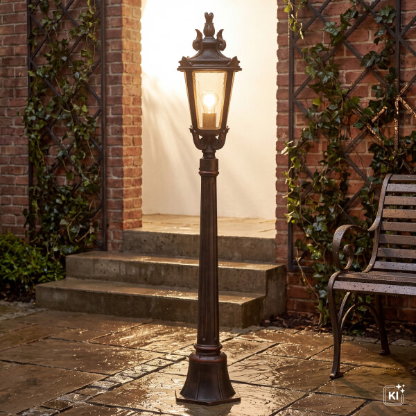 Lampe de jardin sur pied BISHOP H:117cm en bronze antique