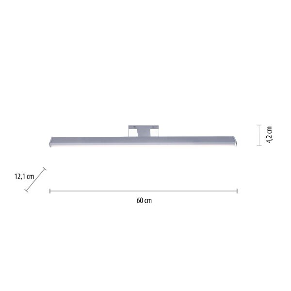 Applique LED en métal chromé 1550 lm blanc neutre 60 cm