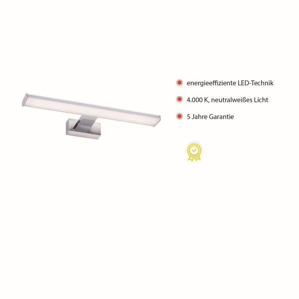 Applique murale LED en métal chromé 4000 K blanc neutre 7 W