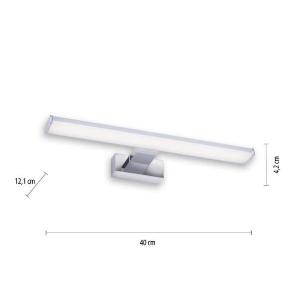 Applique murale LED en métal chromé 4000 K blanc neutre 7 W
