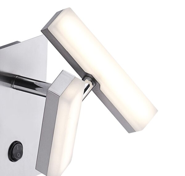 Spot mural LED en acier métal mobile 225 lm interrupteur