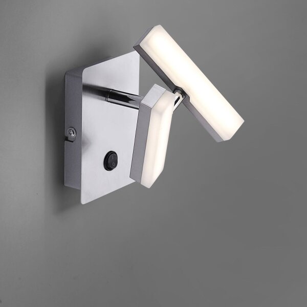 Spot mural LED en acier métal mobile 225 lm interrupteur