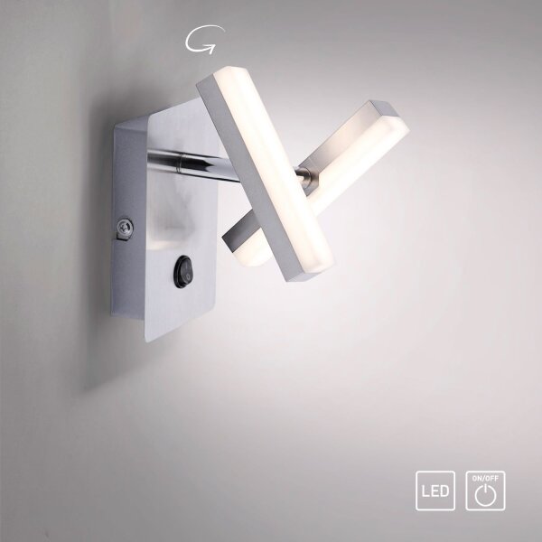 Spot mural LED en acier métal mobile 225 lm interrupteur
