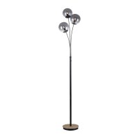 Lampadaire stylé verre fumé bois E14 185 cm...