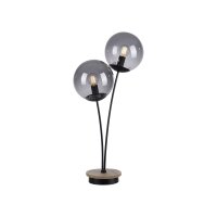 Lampe de table stylée verre fumé bois E14...