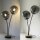 Lampe de table stylée verre fumé bois E14 60 cm 2 flammes