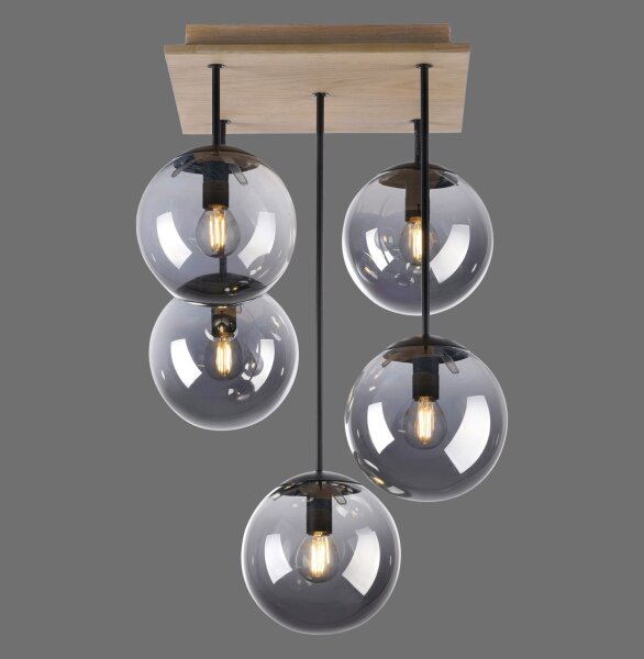 Lampe de plafonnier stylée verre bois E14 L:37 cm faible éblouissement