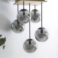 Lampe de plafonnier stylée verre bois E14 L:37 cm...