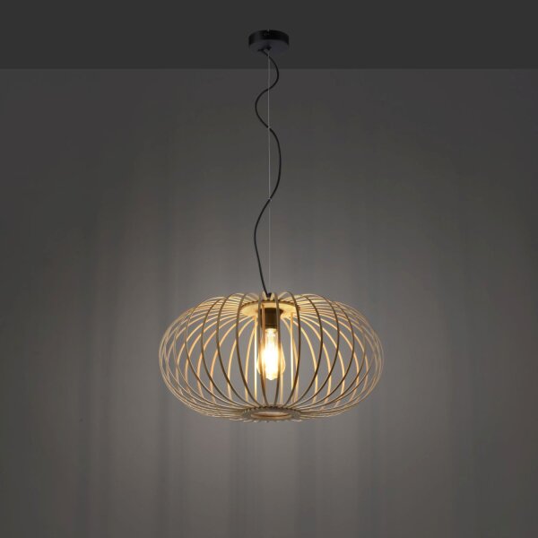 Lampe à suspendre Scandinave Métal Bois rond Ø50 cm E27
