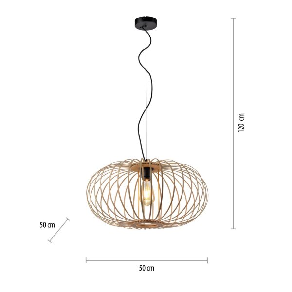 Lampe à suspendre Scandinave Métal Bois rond Ø50 cm E27