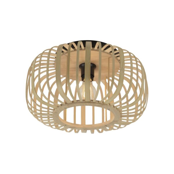Plafonnier rond Scandinave Abat-jour en bois E27 Ø42 cm