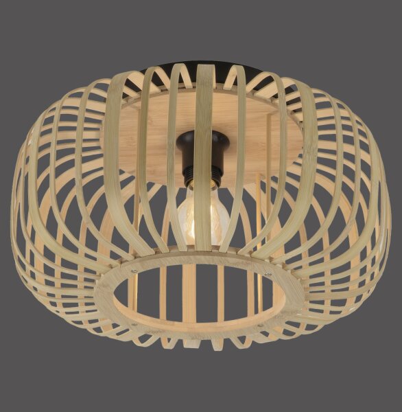 Plafonnier rond Scandinave Abat-jour en bois E27 Ø42 cm