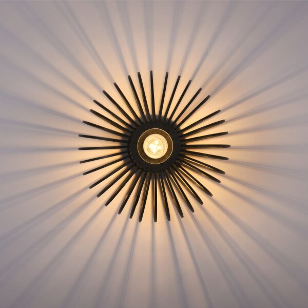 Lampe de plafonnier Scandinave Métal Bois E27 ronde Ø40 cm