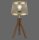 Tripode lampe de table bois métal en laiton mat E27 44 cm
