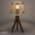 Tripode lampe de table bois métal en laiton mat E27 44 cm