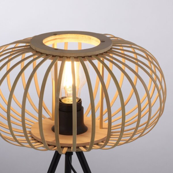 Tripod Lampe de table Scandinave Abat-jour en bois E27 41 cm