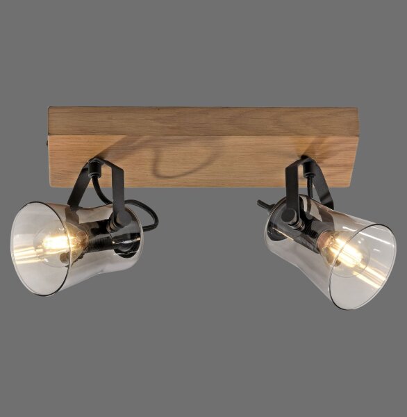 Projecteur flexible de plafond verre chêne E14 38 cm à faible éblouissement