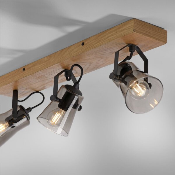 Spot de plafond réglable verre chêne E14 65 cm faible éblouissement