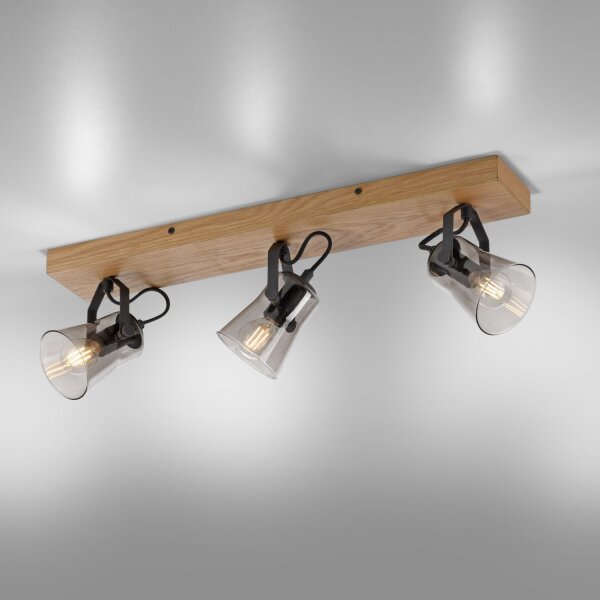 Spot de plafond réglable verre chêne E14 65 cm faible éblouissement