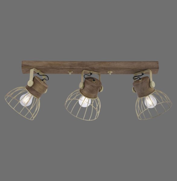 Spot mobile de plafond bois métal 76 cm E27 Vintage