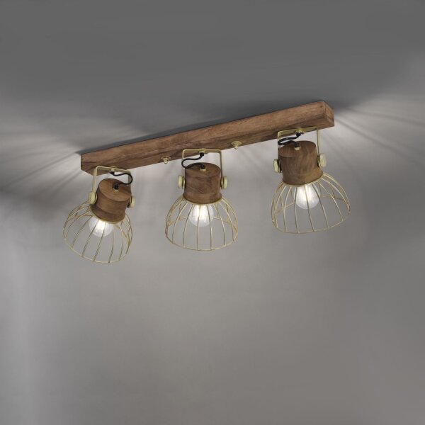 Spot mobile de plafond bois métal 76 cm E27 Vintage