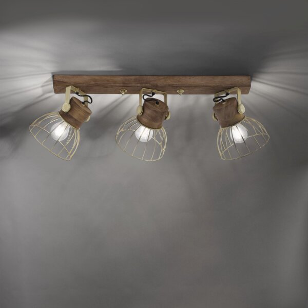 Spot mobile de plafond bois métal 76 cm E27 Vintage