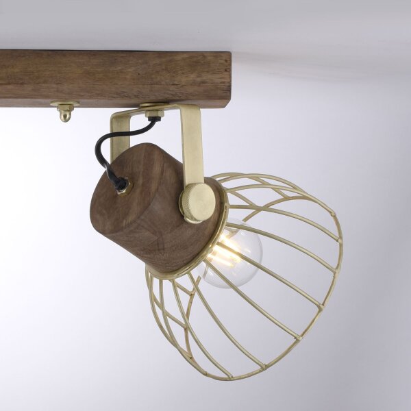 Spot mobile de plafond bois métal 64 cm E27 Vintage