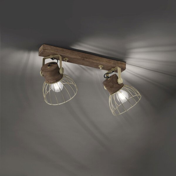Spot mobile de plafond bois métal 64 cm E27 Vintage