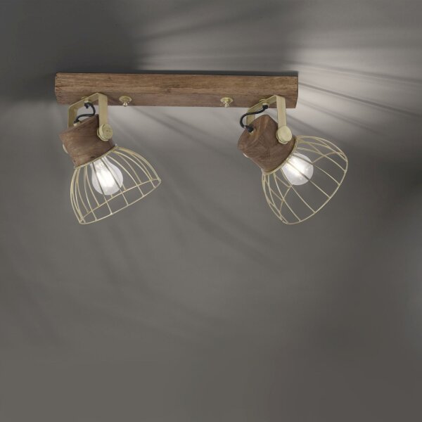 Spot mobile de plafond bois métal 64 cm E27 Vintage
