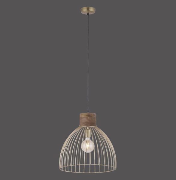 Suspension ronde vintage bois métal Ø40 cm E27