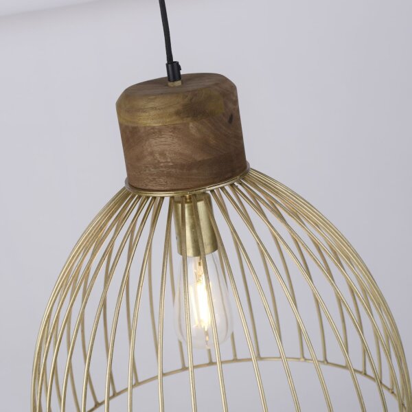 Suspension ronde vintage bois métal Ø40 cm E27