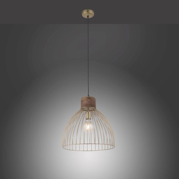 Suspension ronde vintage bois métal Ø40 cm E27