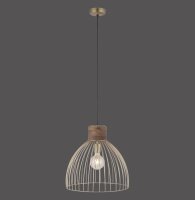 Suspension ronde vintage bois métal Ø40 cm E27