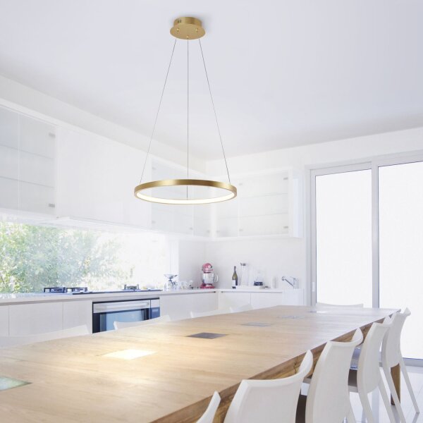 Lampe à suspendre LED Ring en métal doré Ø39 cm 2450 lm 19 W