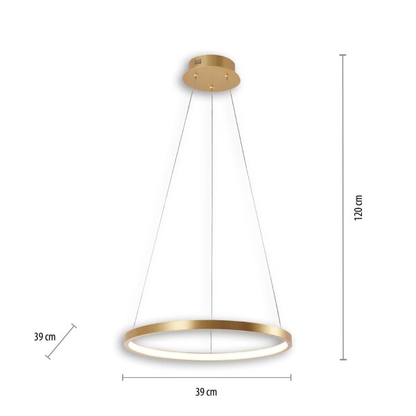 Lampe à suspendre LED Ring en métal doré Ø39 cm 2450 lm 19 W
