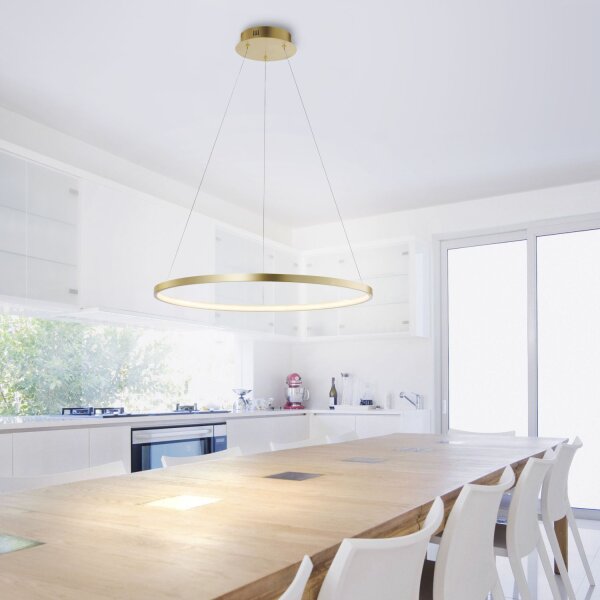 Lampe à suspendre LED Ring en métal doré Ø60 cm 3670 lm 29 W
